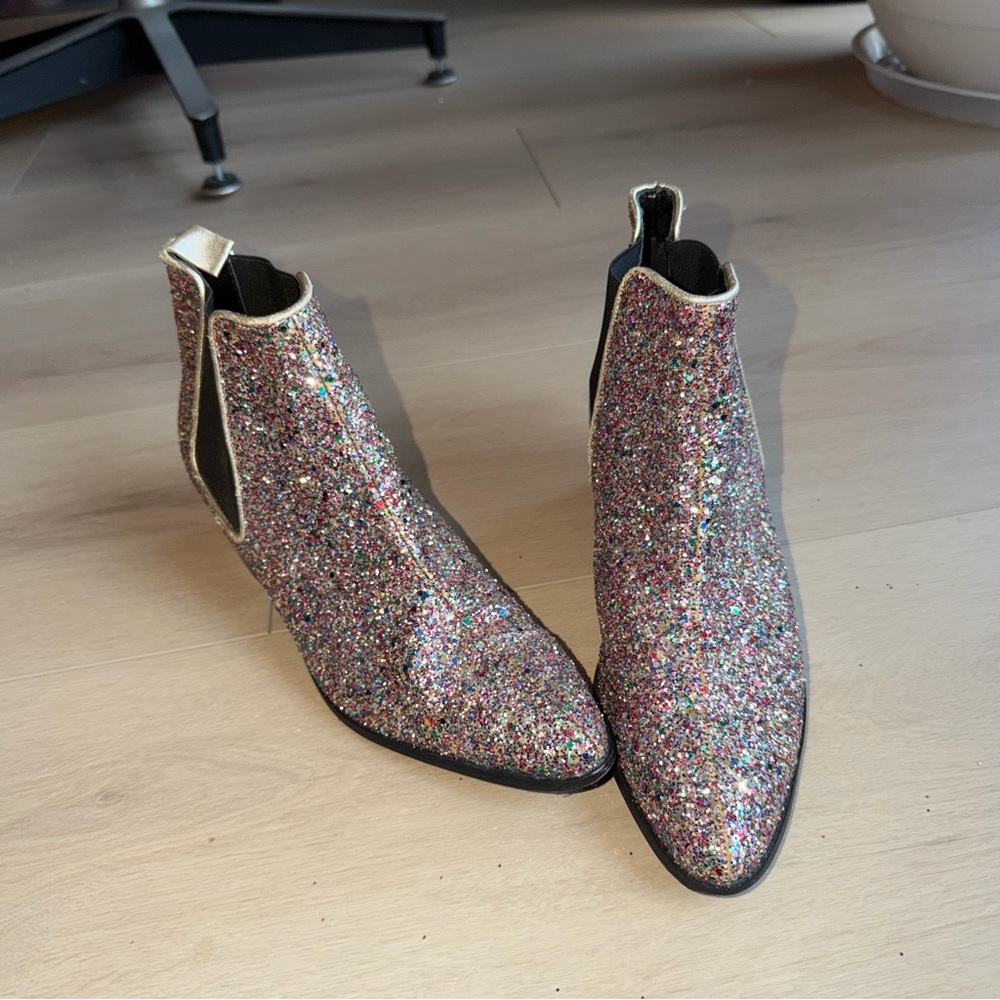 Glitter Ankle Chelsea Boots - Multicolor Sparkle